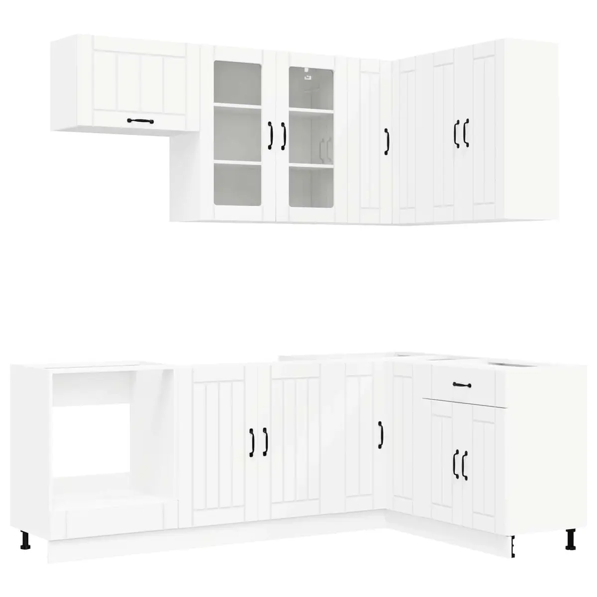 Kitchen Unit 8 Pieces White Modern Cabinet Storage Engineered Wood Adjustable