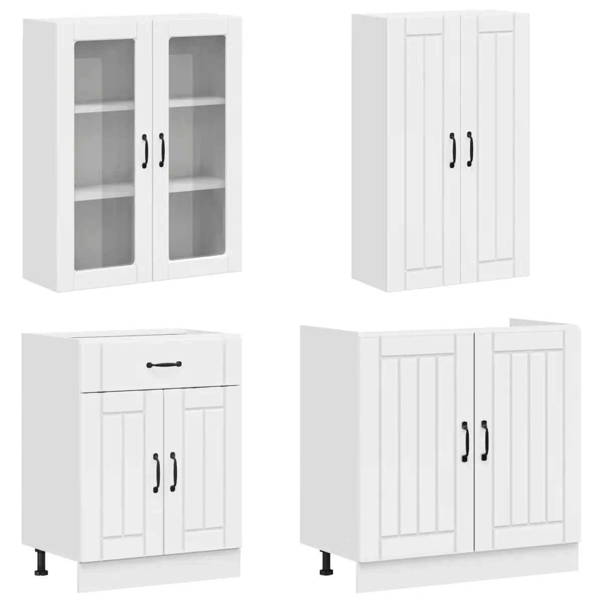 Kitchen Cabinet Unit 8 Piece High Gloss White Engineered Wood Storage Furniture
