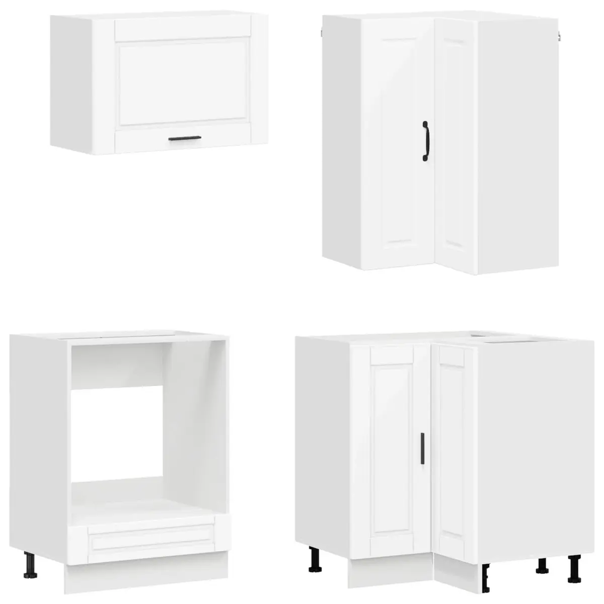 Kitchen Cabinet Unit 8 Pieces White Engineered Wood Storage Adjustable Feet