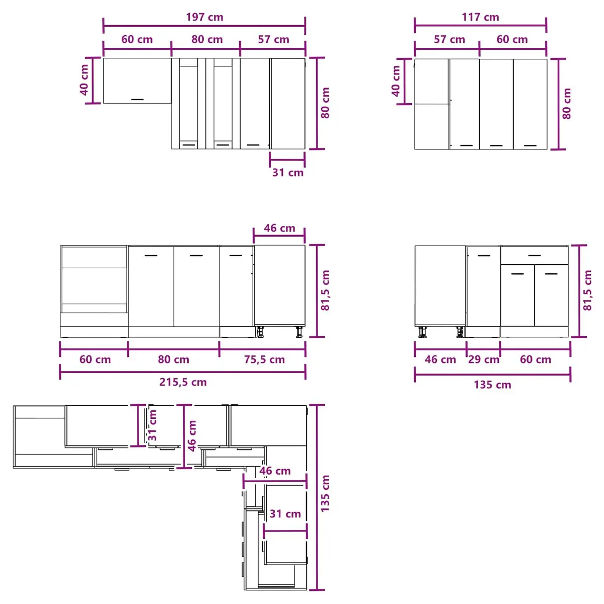 8-Piece Modern Kitchen Cabinet Unit