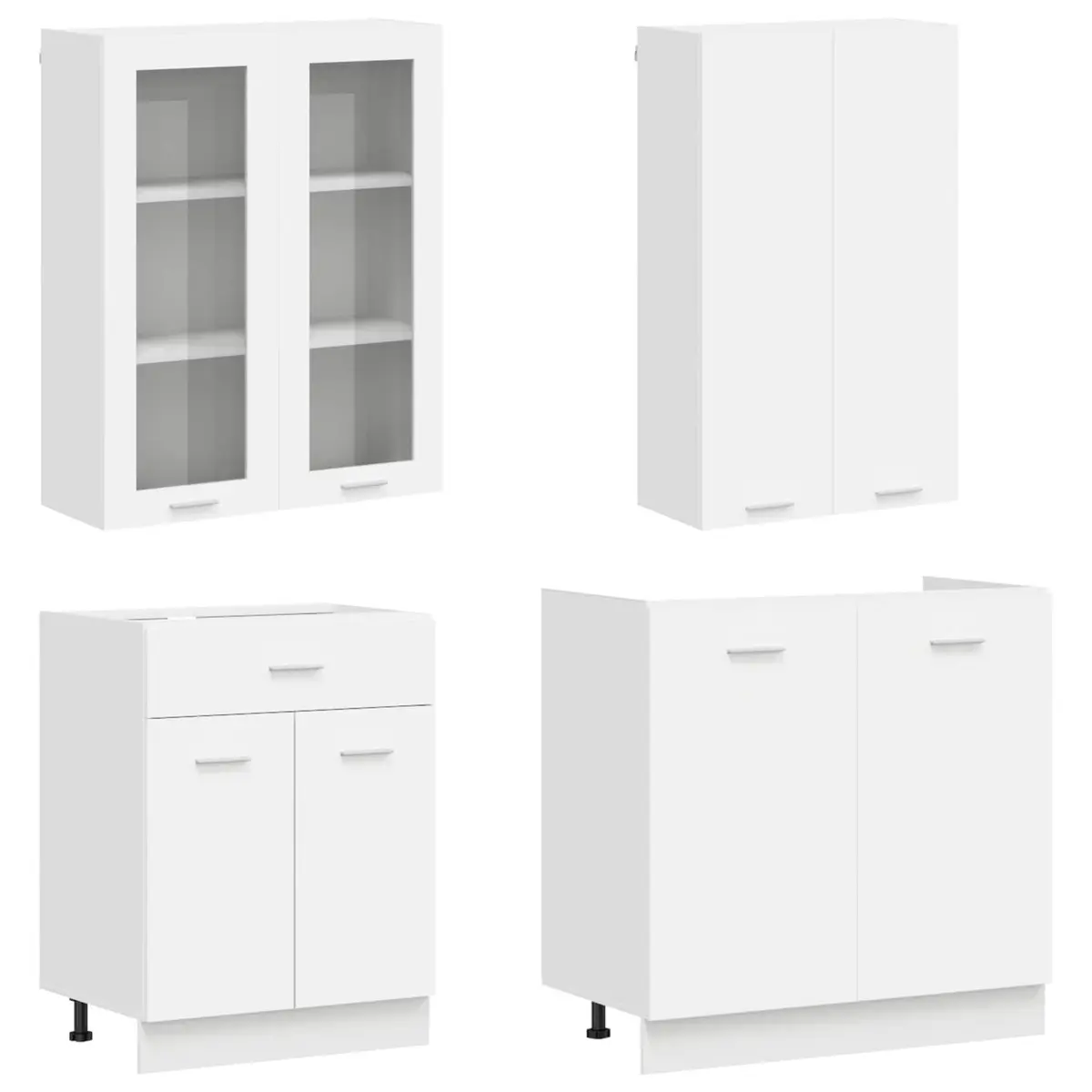 Kitchen Cabinet Unit 8 Piece White Modern Storage Engineered Wood Organizer