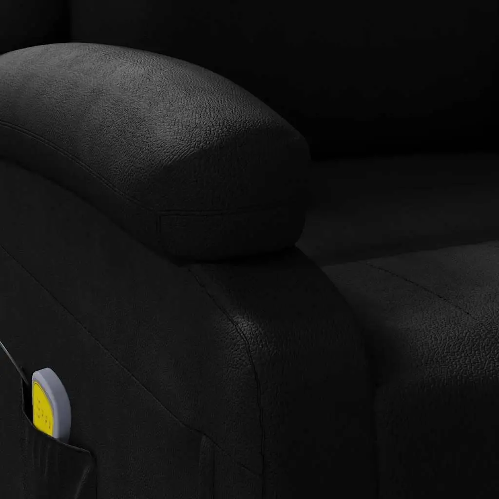 Electric Massage Chair Reclining for Home Black Faux Leather 3 Position 6 Point Vibration