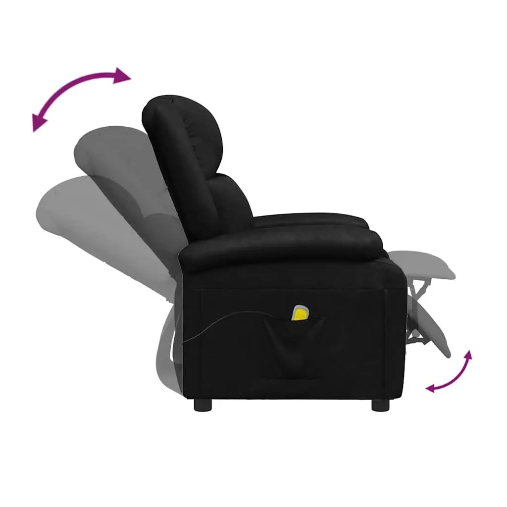 Electric Massage Chair Reclining for Home Black Faux Leather 3 Position 6 Point Vibration