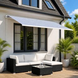 Awning Replacement Fabric Specs: 300 x 250 cm Blue White