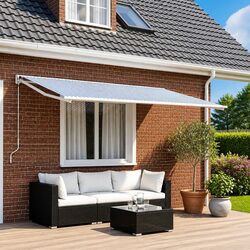 Blue White Awning Replacement Fabric Specifications 400 x 350 cm