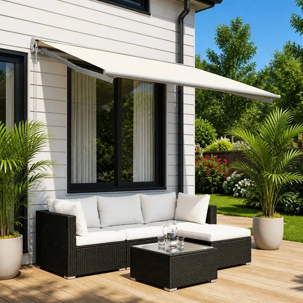 Replacement Awning Fabric Outdoor Shade Polyester Cream 450 x 350 cm