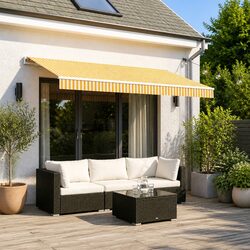 Awning Replacement Fabric Yellow White 350 x 250 cm UV Weather Resistant Outdoor