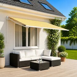 Awning Fabric Specifications: 400 x 350 cm, Yellow and White