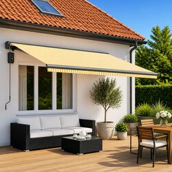 450 x 300cm Yellow White UV-Resistant Awning Fabric