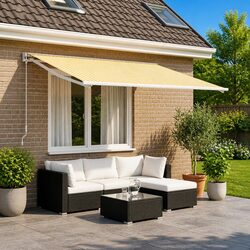 450 x 350 cm Weather-Resistant Awning Fabric in Yellow and White