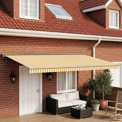 Yellow White Awning Fabric: 500 x 300 cm, Polyester Material