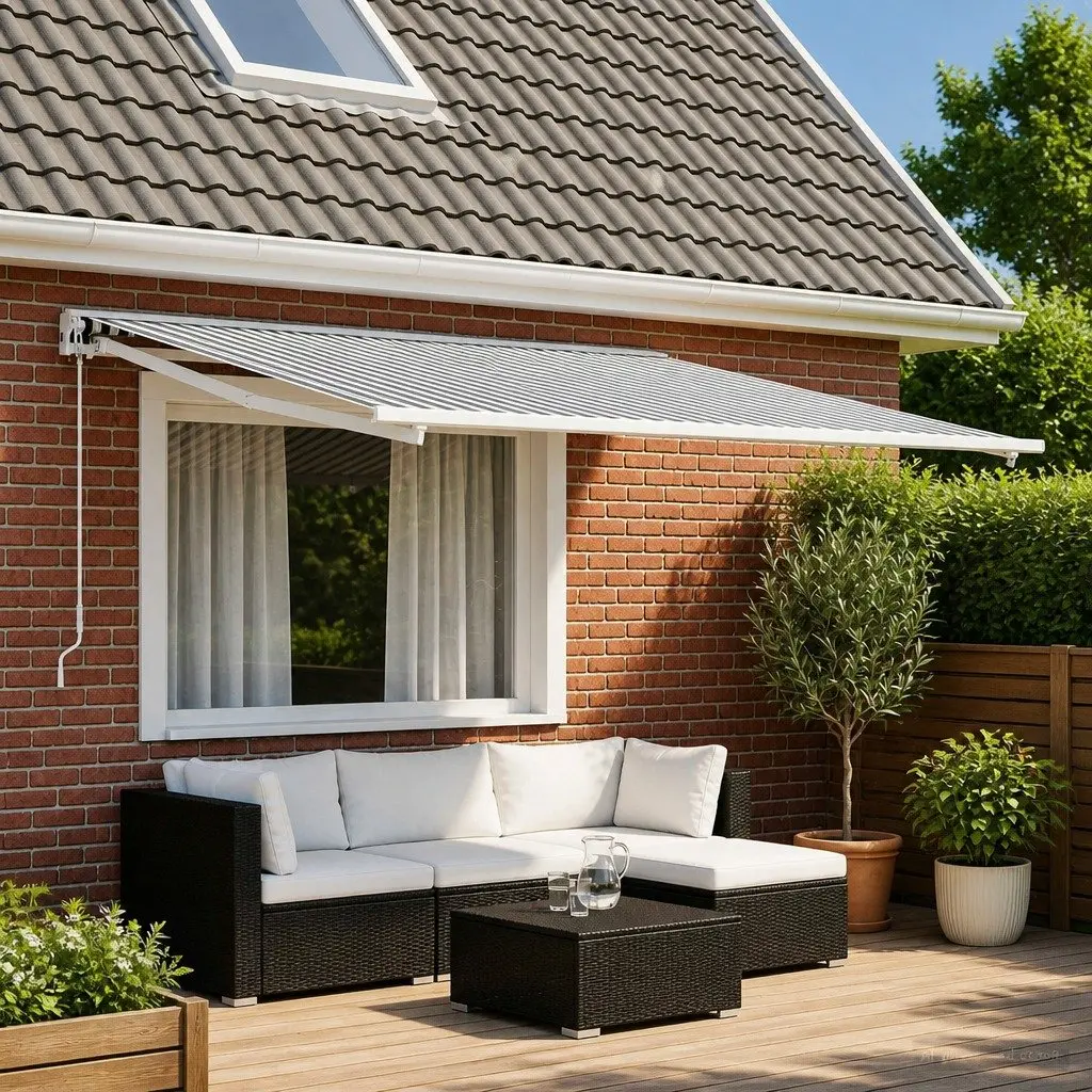 Awning Replacement Fabric for Outdoor Use 300 x 250 cm Anthracite White UV Weather Resistant