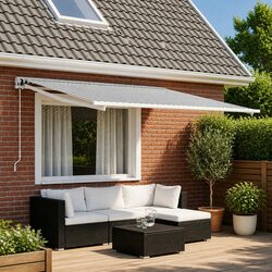 300 x 250 cm Awning Replacement Fabric in Anthracite White