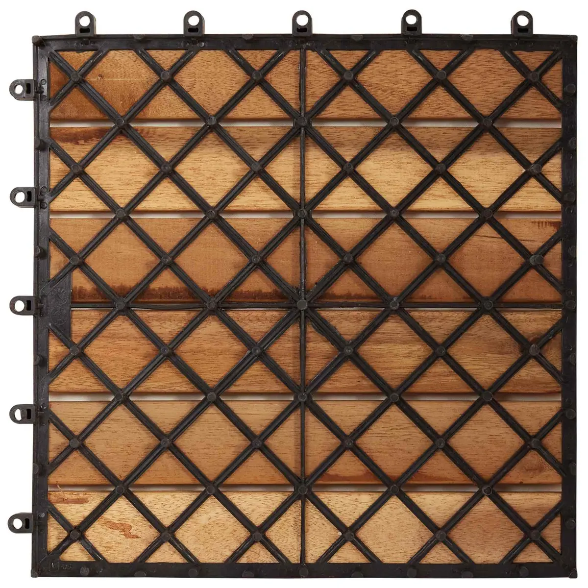 Acacia Wood Decking Tiles Interlocking Square 30x30cm Brown for Garden Patio