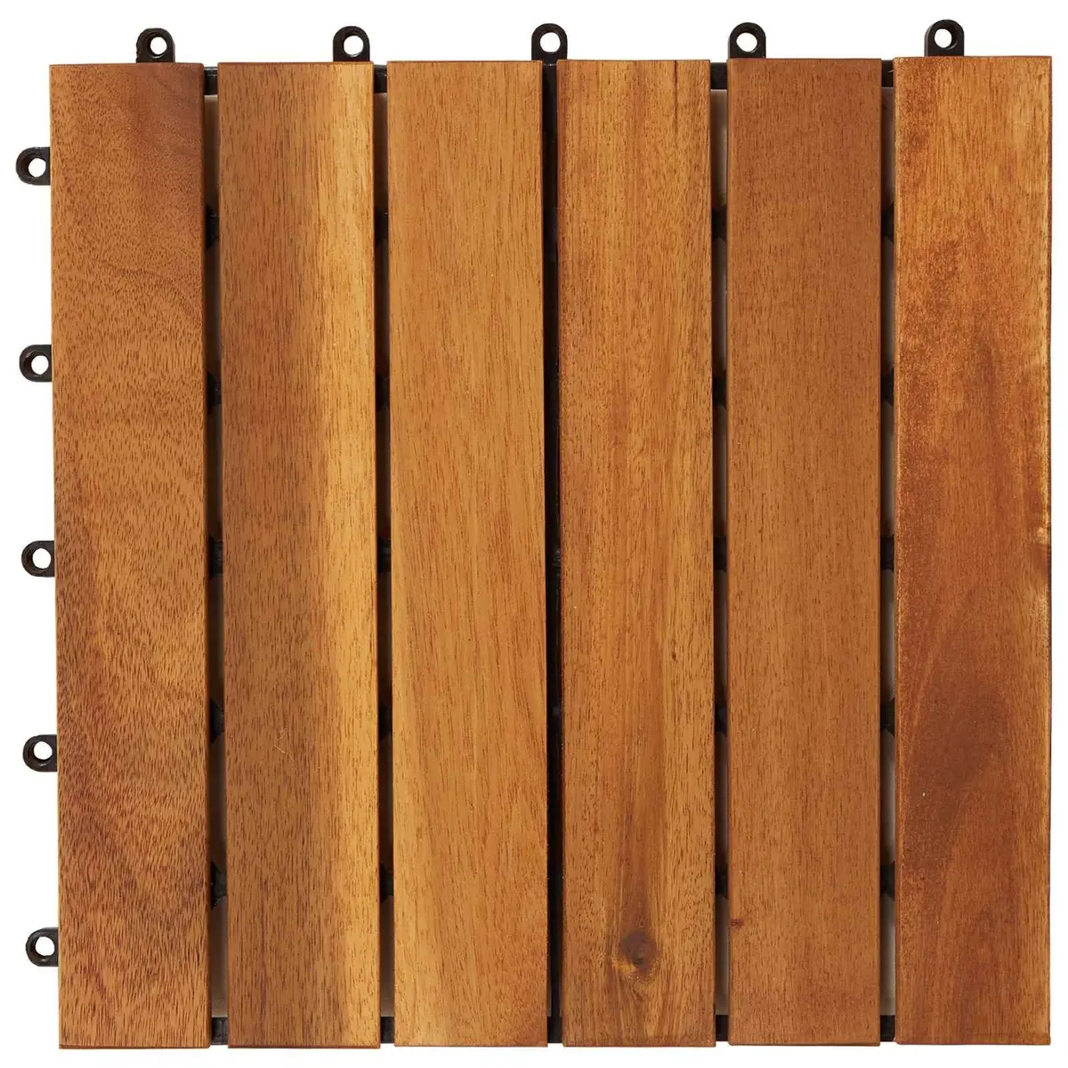 Acacia Wood Decking Tiles Interlocking Square 30x30cm Brown for Garden Patio