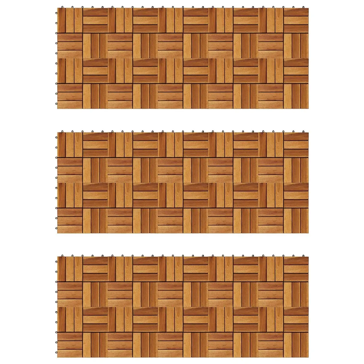 Decking Tile Indoor Outdoor Use 30x30cm Brown Acacia Hardwood Interlocking Square