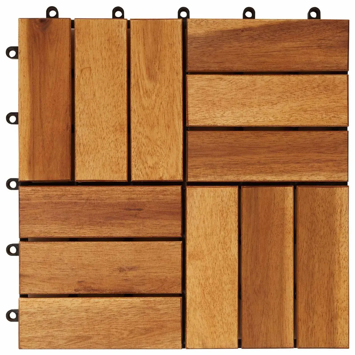Decking Tile Indoor Outdoor Use 30x30cm Brown Acacia Hardwood Interlocking Square