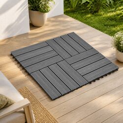 22 Grey Square Decking Tiles: 30 x 30 cm Each