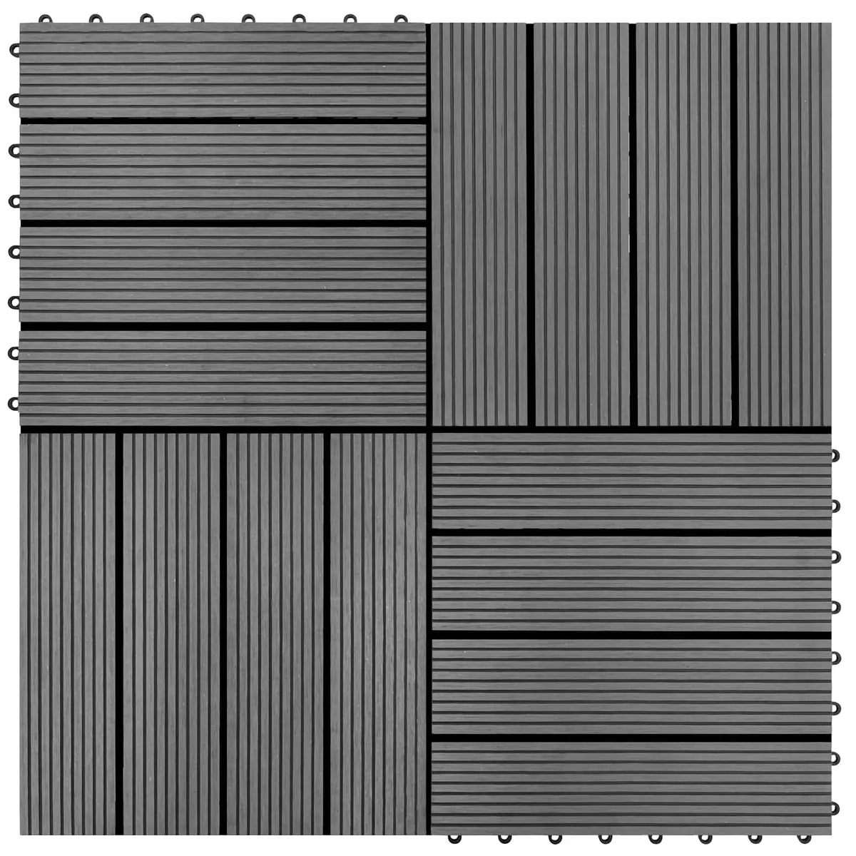 Decking Tile Outdoor Garden Patio 30 x 30 cm Grey 22 Piece