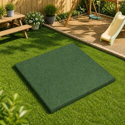 Fall Protection Tiles 12 pcs Green 50 x 50 cm Outdoor Garden Flooring Rubber
