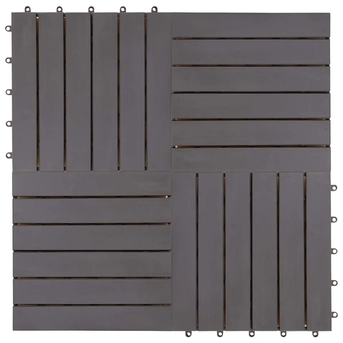 Decking Tile Outdoor Patio 30 x 30 cm Grey Acacia Hardwood Interlocking