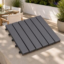 Decking Tiles - 30 pcs Grey, 30x30 cm Acacia Wood