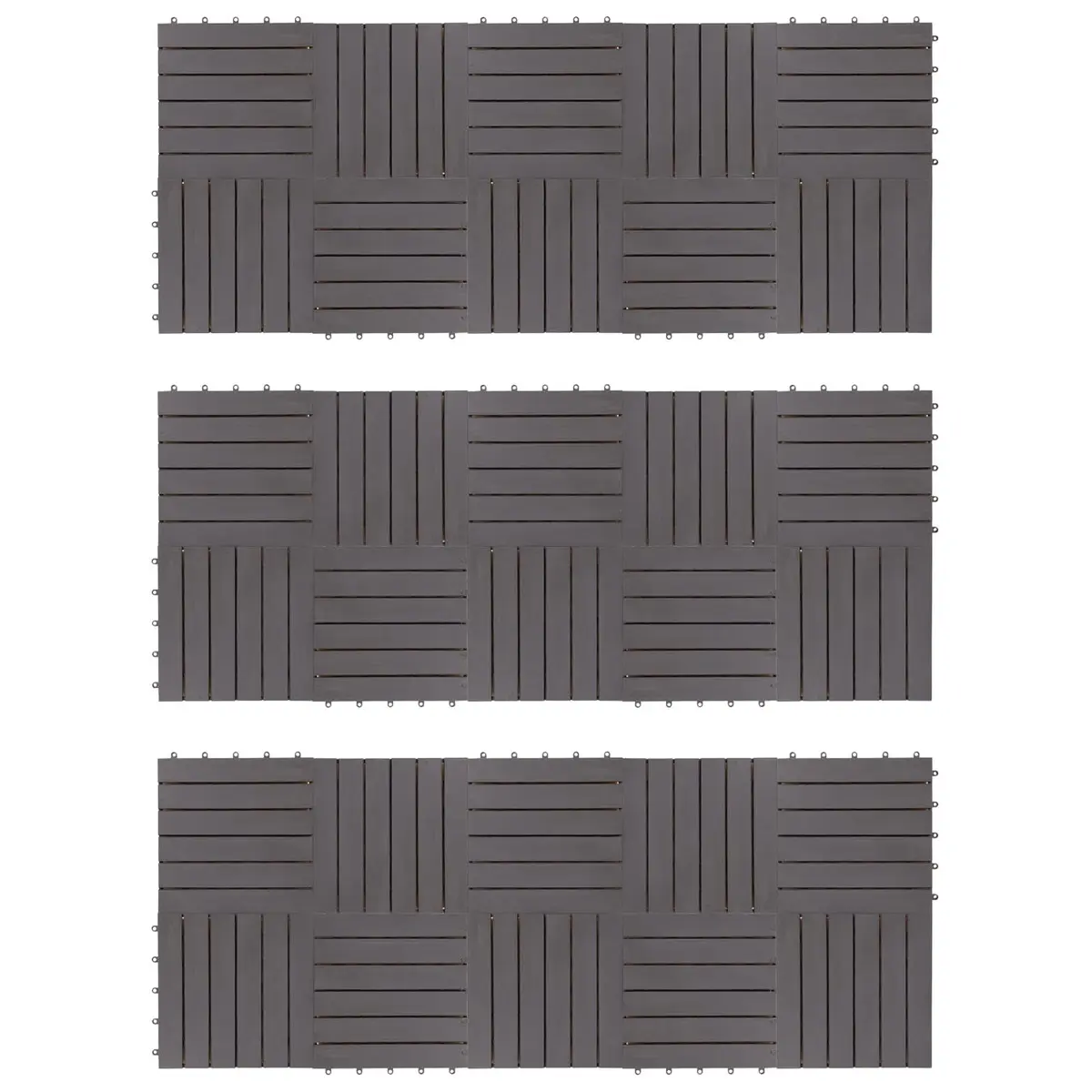 Decking Tile Outdoor Patio 30 Piece 30x30 cm Grey Acacia Wood Interlocking Square