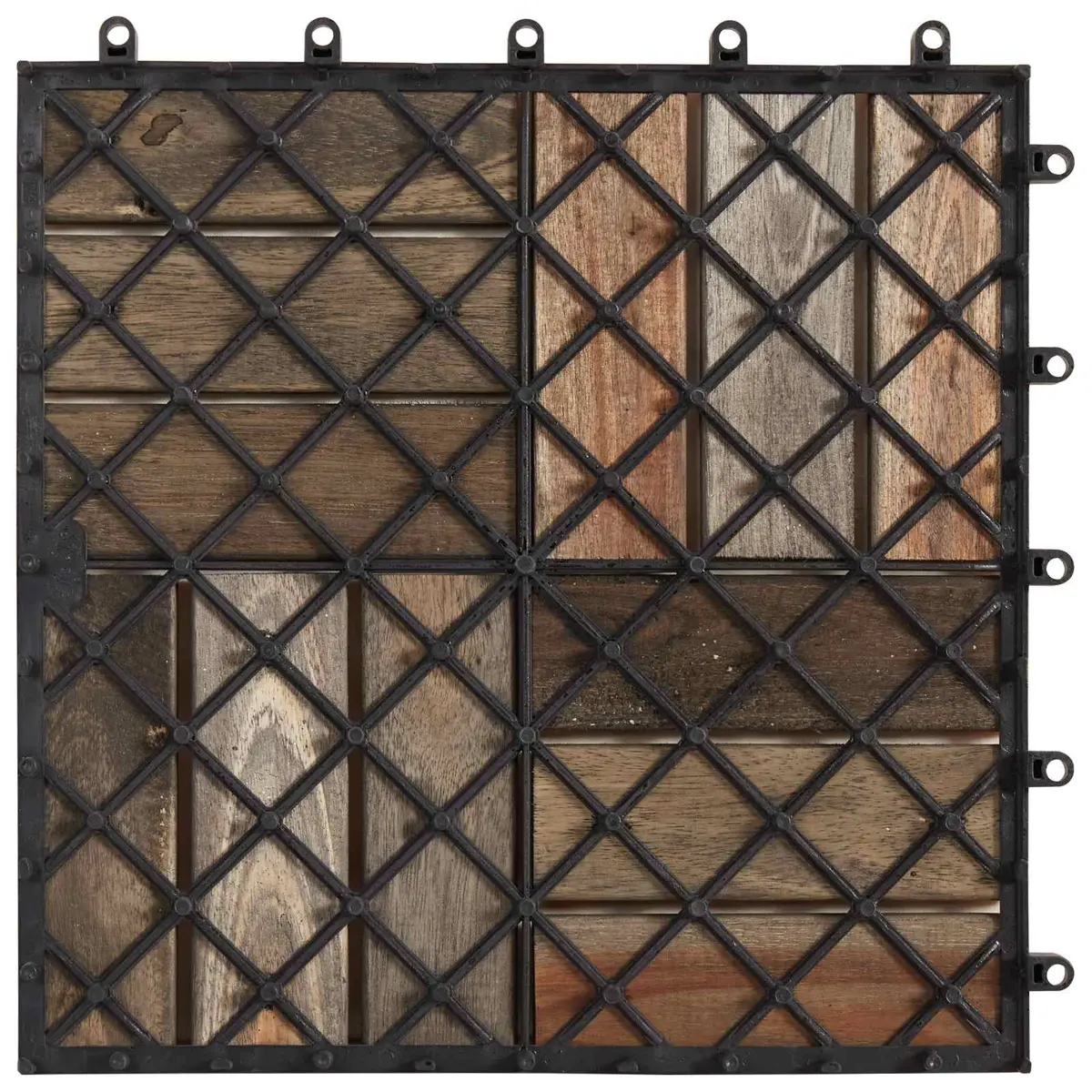 Decking Tile Outdoor Indoor 30 x 30 cm Grey Acacia Hardwood Interlocking 20 Piece