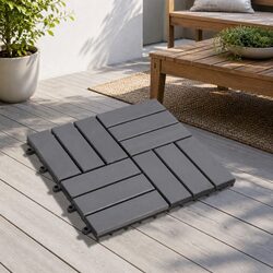 30pcs Acacia Hardwood Decking Tiles, Grey, 30x30cm