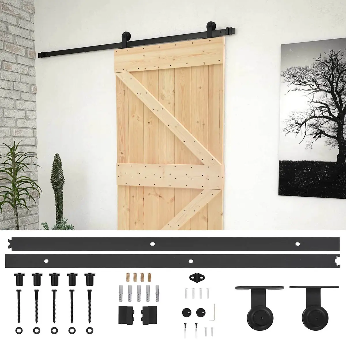 Sliding Door Natural Brown Solid Pine Wood 80 x 210 cm Modern Room Divider