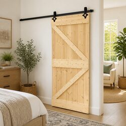 90 x 210 cm Solid Pine Sliding Door with Steel Track System