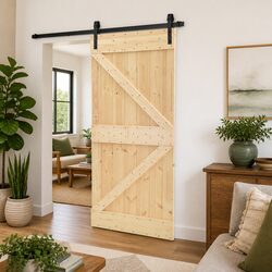Sliding Door Solid Pine Wood Natural Modern Interior 90 x 210 cm Space-Saving