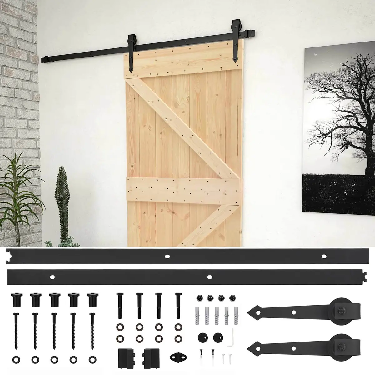 Sliding Door Solid Pine Wood Natural Modern Interior Room Divider 100 x 210 cm