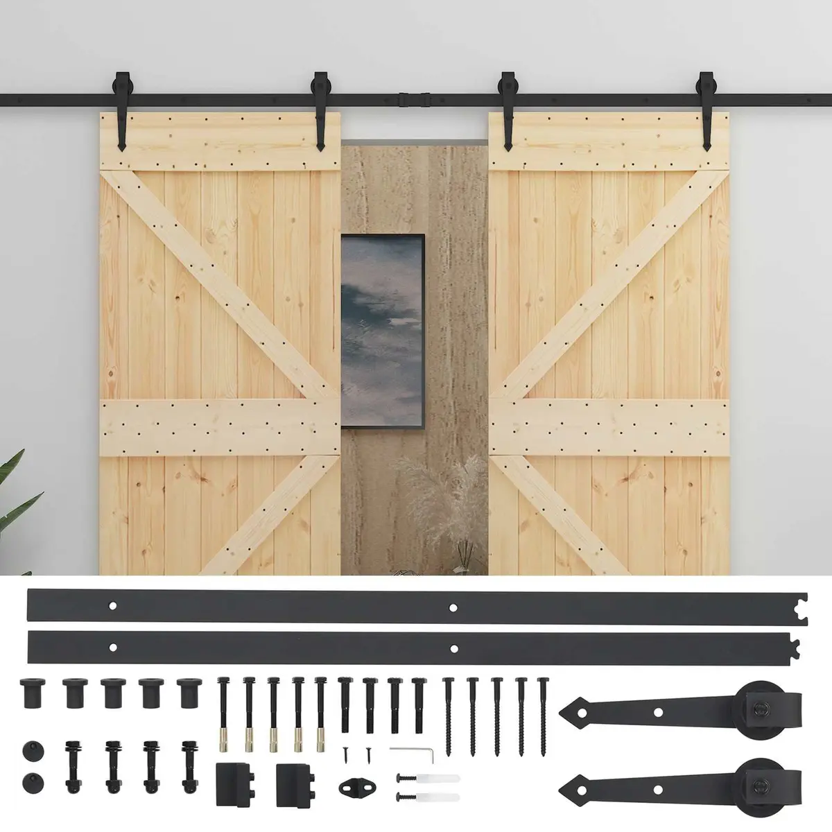 Sliding Door 2 pcs 80 x 210 cm Solid Pine Wood Modern Space-Saving Room Divider