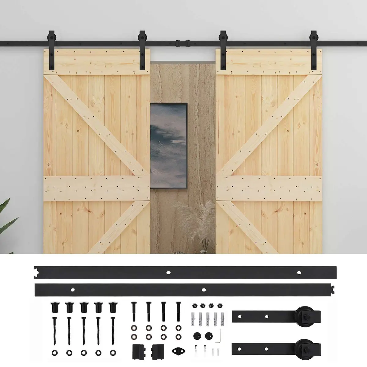 Sliding Door 2 pcs 80 x 210 cm Solid Pine Wood Brown Interior Room Divider