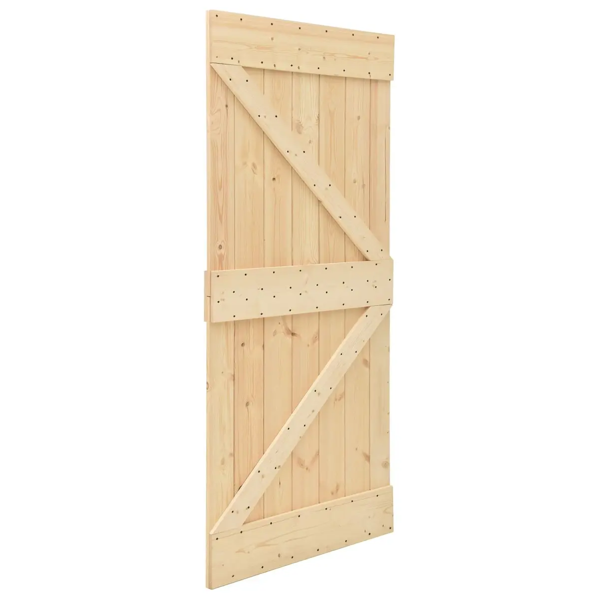 Sliding Door 2 pcs 90 x 210 cm Solid Pine Wood Brown Modern Interior