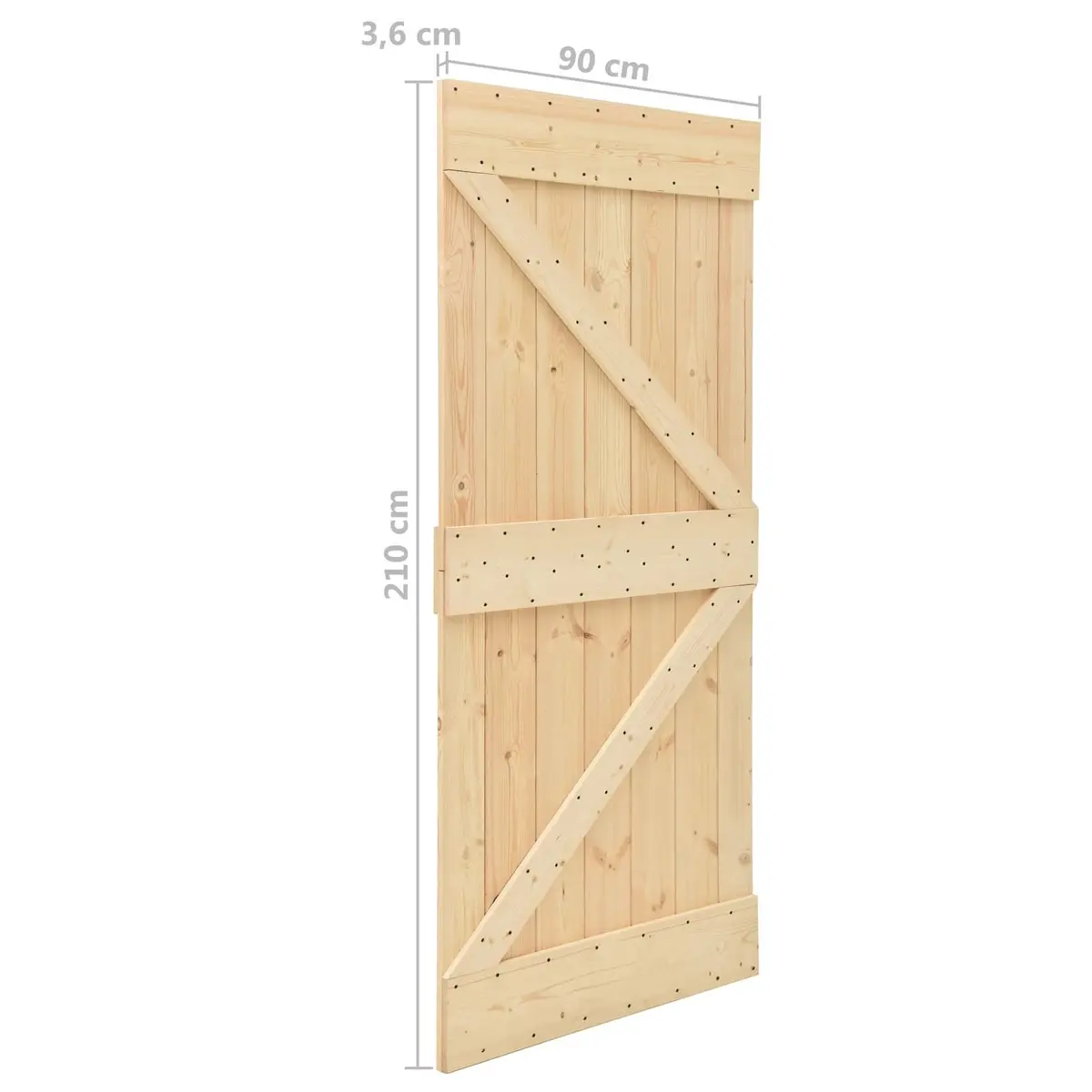 Sliding Door Interior Room 90 x 210 cm Solid Pine Wood Brown