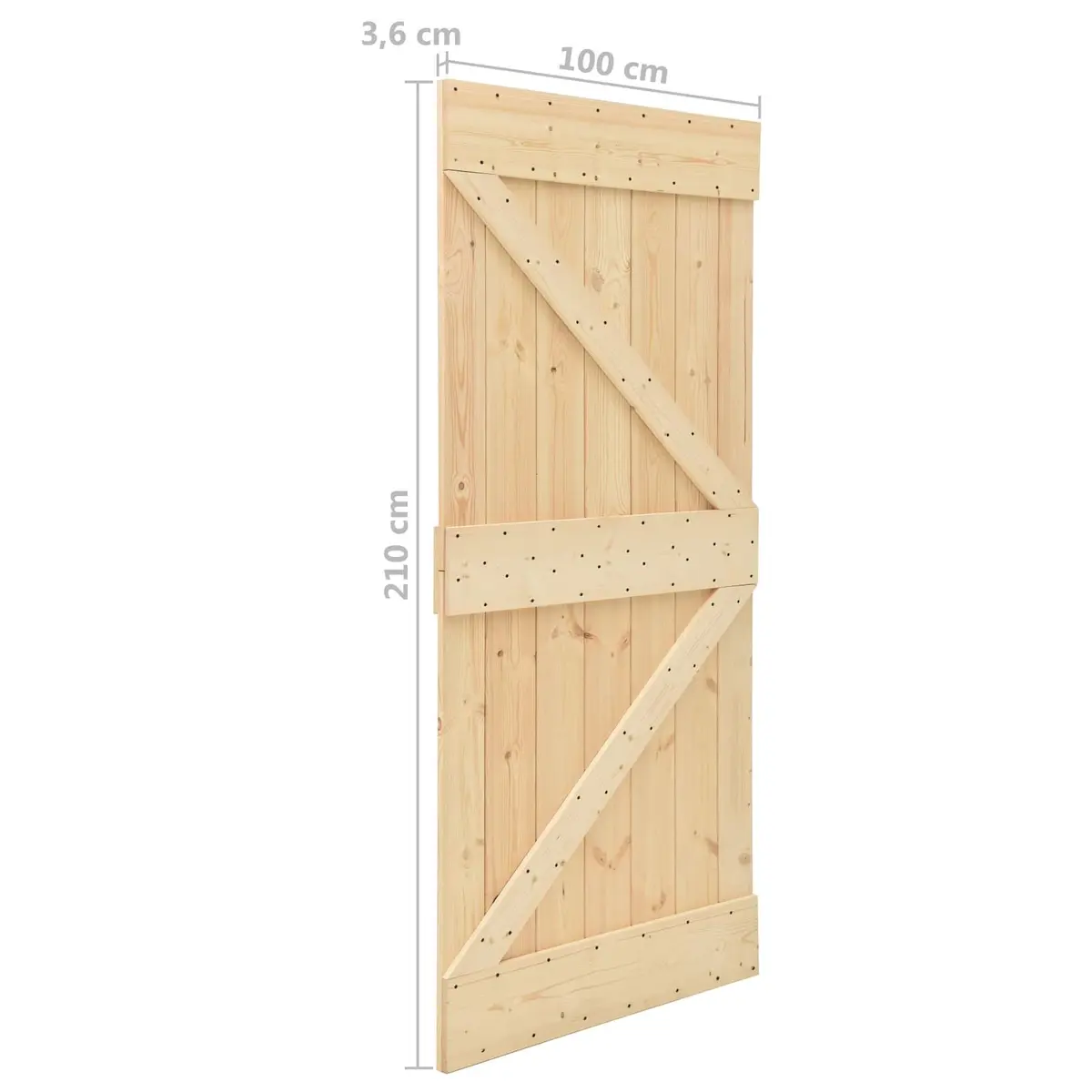 Solid Pine Sliding Door 2 pcs 100 x 210 cm