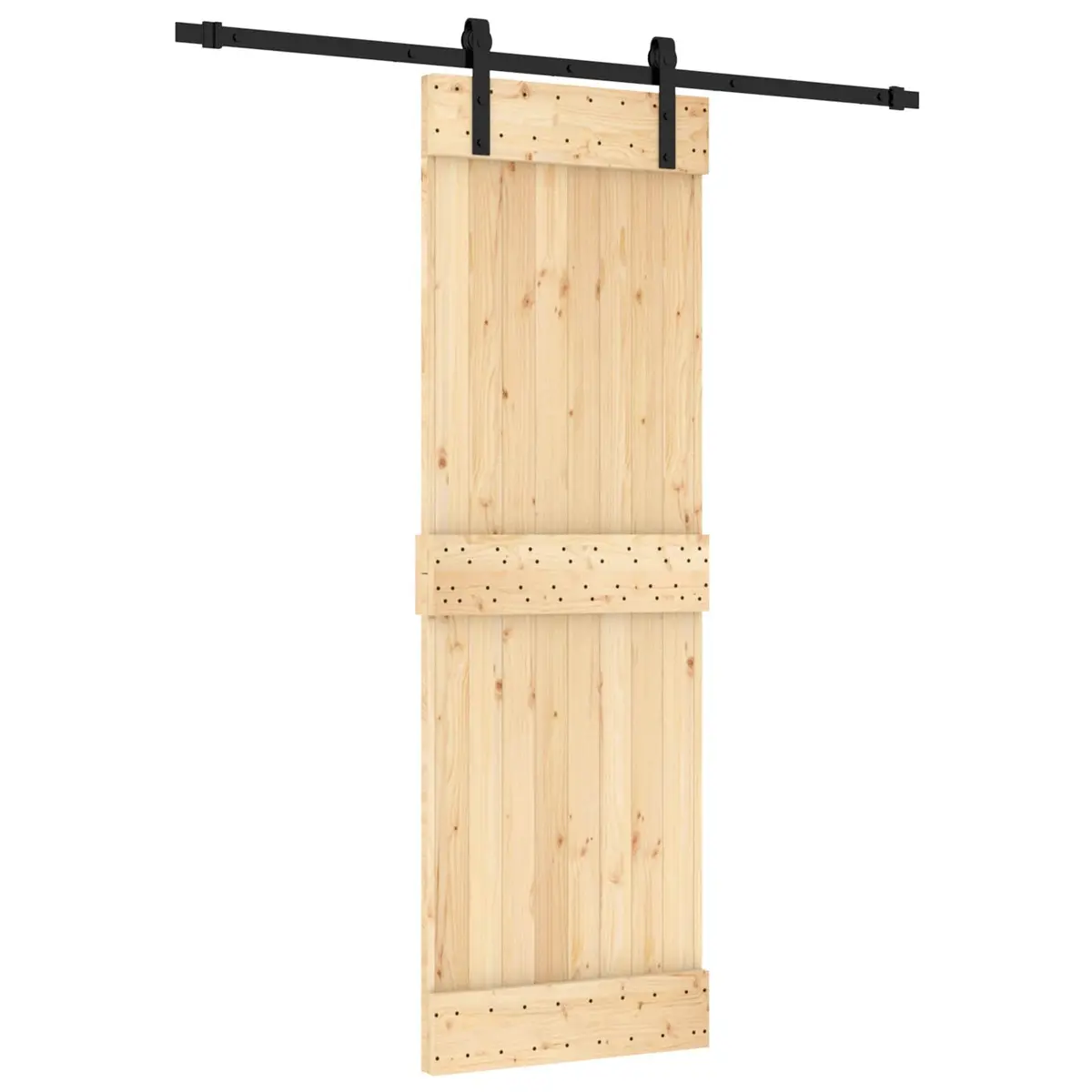 Sliding Door Solid Pine Wood Space-Saving Modern Interior Divider 70x210cm Brown