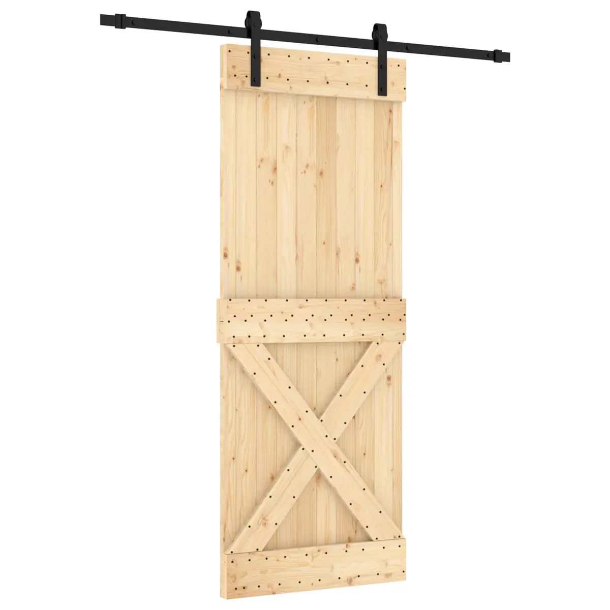 Natural Pine Wood Sliding Door 80x210cm Modern Space Saver for Room Divider