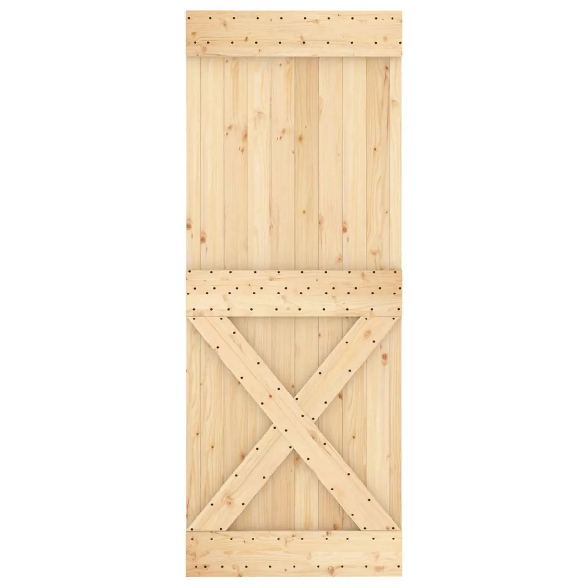 Natural Pine Wood Sliding Door 80x210cm Modern Space Saver for Room Divider