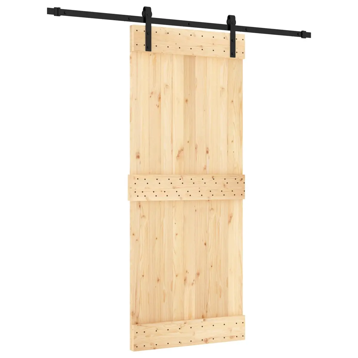 Sliding Door Natural Solid Pine Wood 85 x 210 cm Modern Space-Saving Room