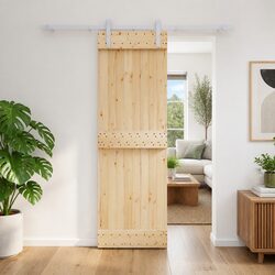 Sliding Door Solid Pine Wood Natural White 70 x 210 cm Modern Room Divider