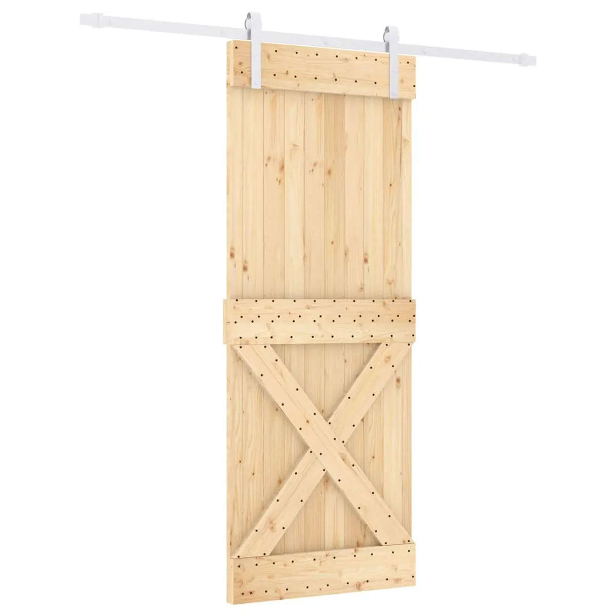 80x210cm Sliding Door in Solid Pine Wood with Track System
