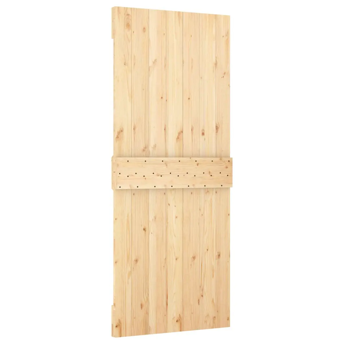 Sliding Door Solid Pine Wood Natural Black 85 x 210 cm Modern Room Divider