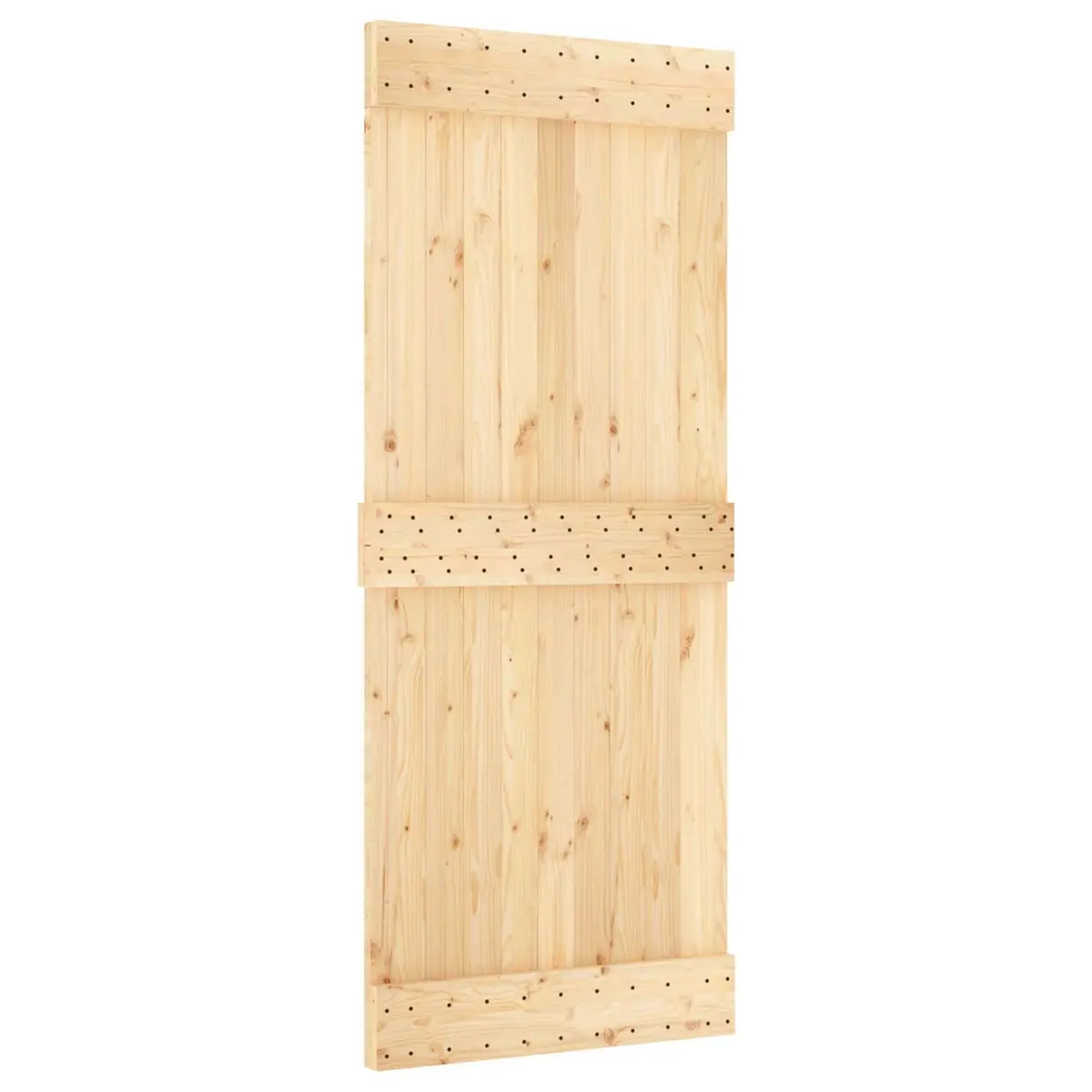 Sliding Door 85 x 210 cm Modern Room Divider Natural Pine Wood Black Track