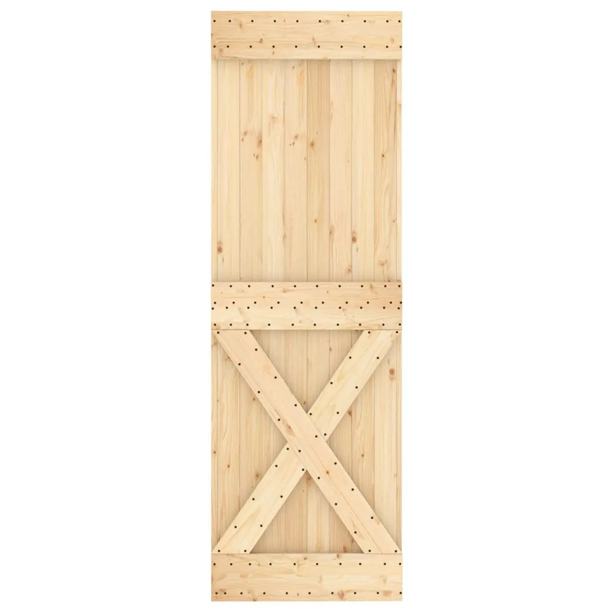 Sliding Door Natural Brown Solid Pine Wood Modern Interior Space Saving 70x210cm