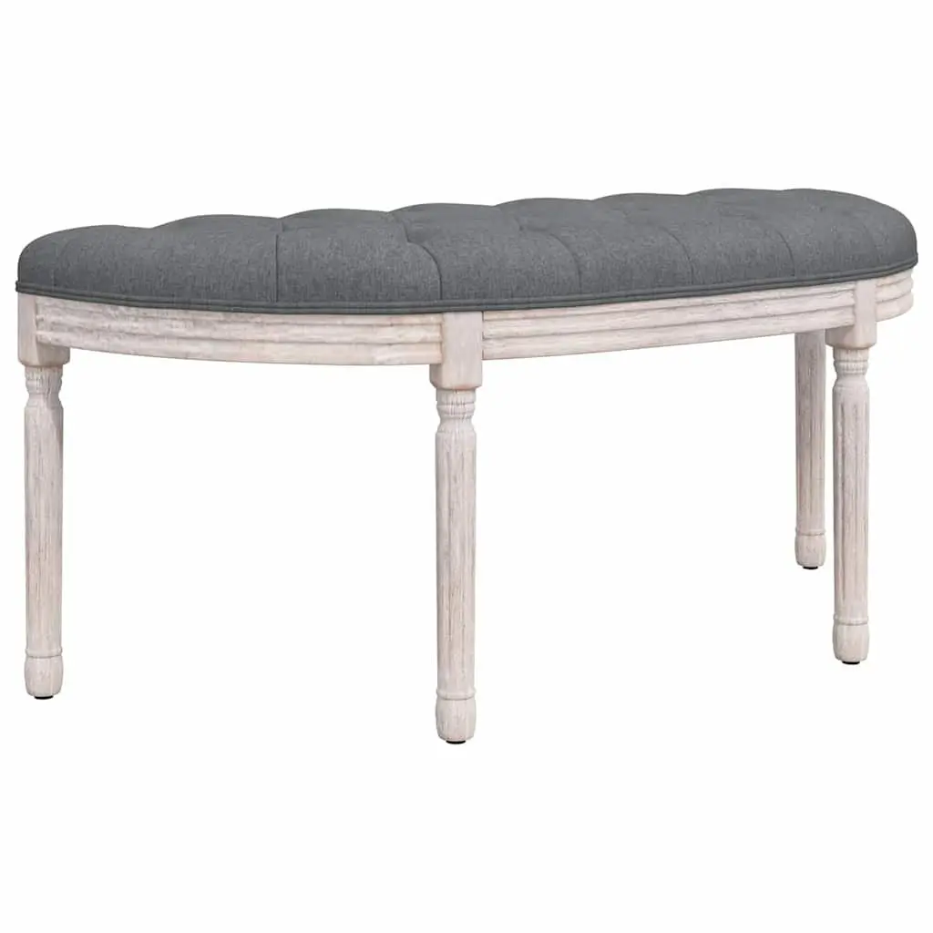 Grey Fabric Bench with Wooden Legs