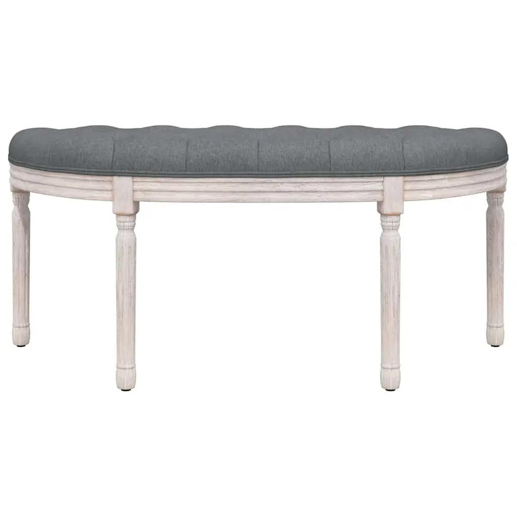 Grey Fabric Bench with Wooden Legs