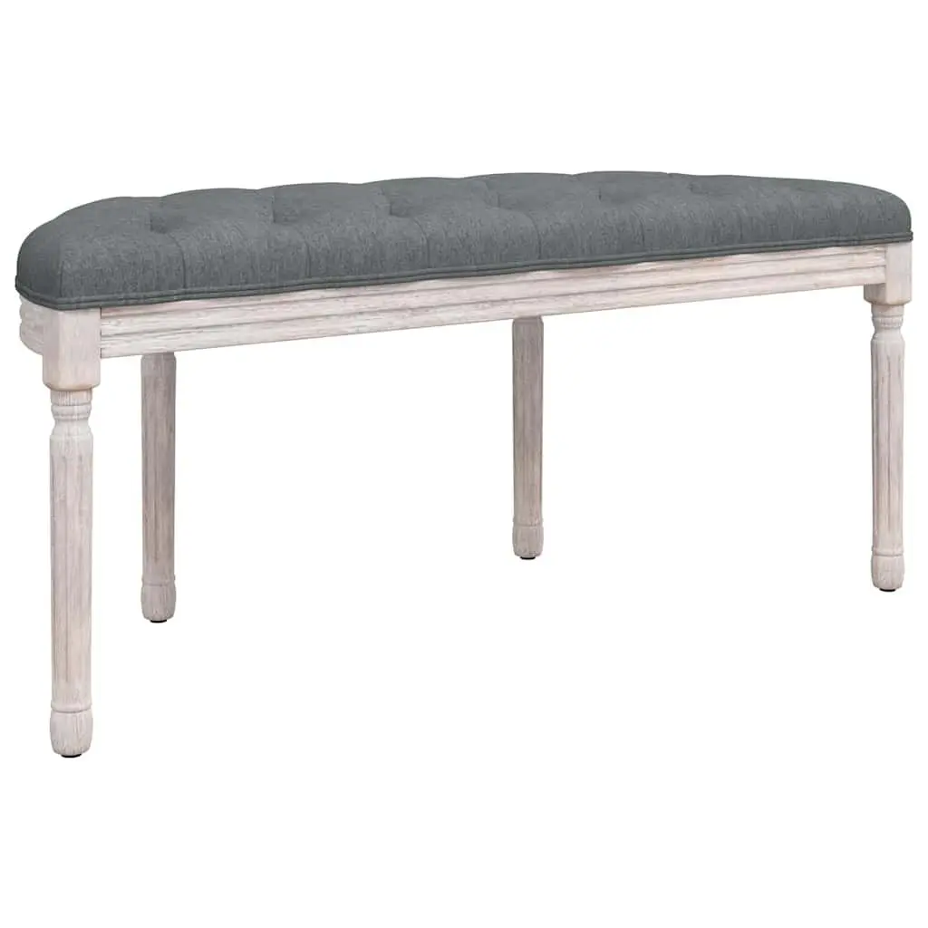 Grey Fabric Bench with Wooden Legs